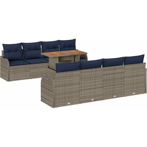 Garden Sofa Set 7 pcs Grey and navy blue vidaXL (1/5)