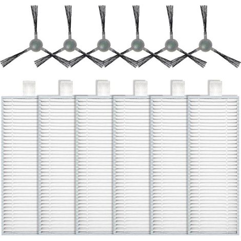 Accessoires pour Lefant M210 M210P M210S M210B M213 M213S, pour OKP Life K2 K3 K3A K5 K6 Robot aspirateur Pièce de rechange, 6 filtres HEPA + 6 brosses latérales (1/5)