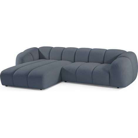 Selsey Millma - Canapé d'angle - 300 cm - velours Bleu clair (1/5)