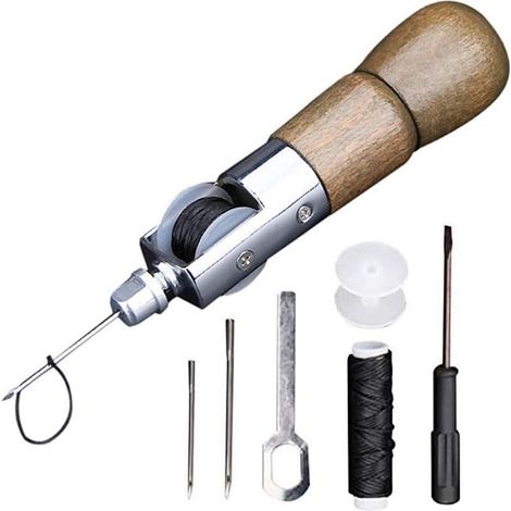 DIY-Ledernähwerkzeugset/Einzelteile, Hand-Ledernähwerkzeugset zum Nähen von Leder und Segeltuch (173 mm) (1/5)