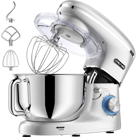 Pastry Processor, 2000 W Kneading Processor, 6.2 L Multi-Function Low Noise Kitchen Processor with Stainless Steel Bowl, Mixer, Whisk (1/5)