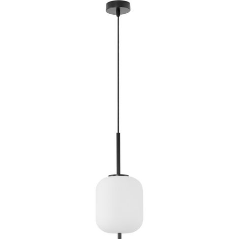 Merano Kenora 16.5cm Globe Suspension Plafonnier Métal Noir, Verre Opale LED E14