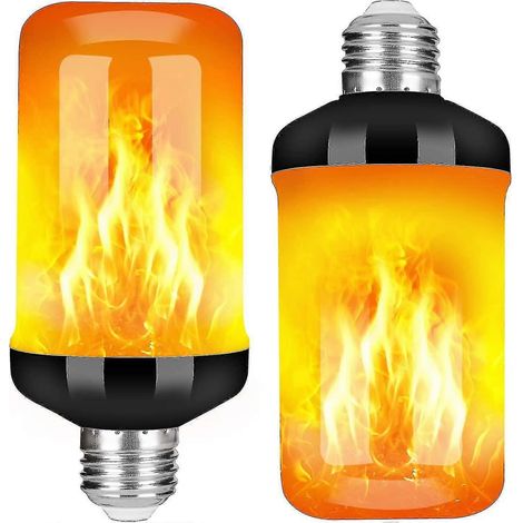 Ampoule LED effet flamme, 4 modes améliorés, décorations lumineuses de Noël à flamme vacillante, culot E26 avec effet inversé (lot de 2) (1/5)
