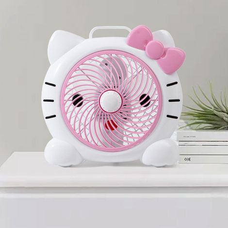 Ventilateur de bureau avec motifs décoratifs Small Mini Type 4 en plastique léger 510g, ajustable 2 vitesses, silencieux et sécurité enfant pour étudiants et bureau (1/4)
