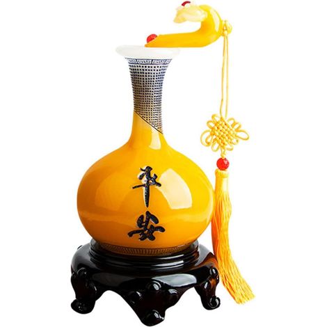 Vase Décoratif Ruyi Petit Format Jaune Résine Robuste Style Chinois Intérieur Extérieur Ornement de Table pour Décoration Maison (1/5)