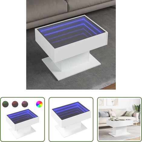 LED Beleuchtung - LED-Couchtisch Weiß 70x50x45 cm Holzwerkstoff (1/5)