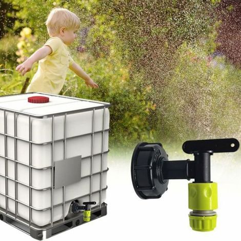 Robinet cuve en plastique - - - Filetage 34 - 1000 L - Raccord tuyau d'arrosage (1/4)