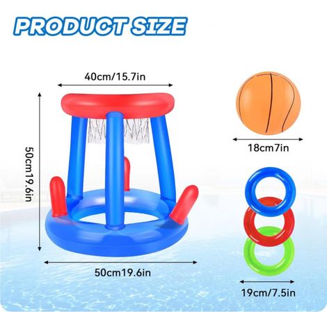 Jeu de Basket Piscine Gonflable, Panier de Basket pour Piscine et Plage, Jeux de Piscine pour Enfants et Adultes, Accessoire Flottant pour activités d'été, Kit Complet avec Pompe et balles