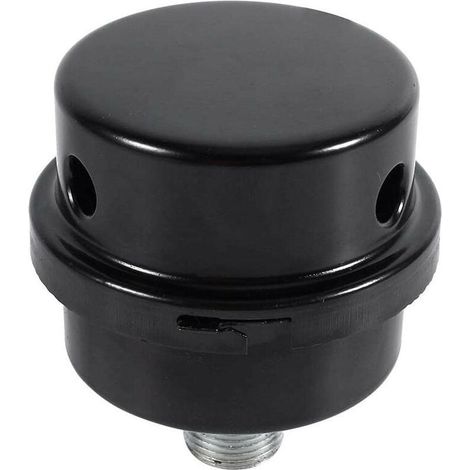 Silenciador de compresor de aire - Silenciador de filtro de admisión de aire de metal negro con rosca de 3/8" y 16 mm para piezas de admisión de compresor de aire sin aceite (1/5)