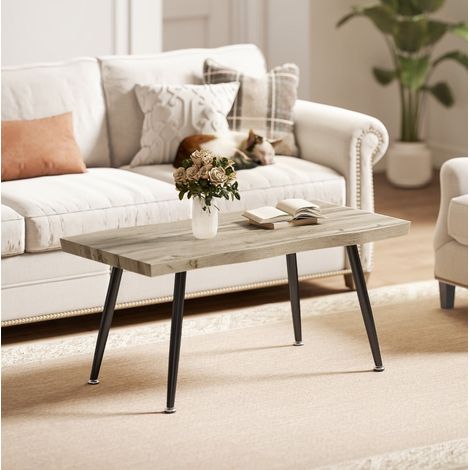 Table basse en bois finition chêne avec pieds en acier, 100 cm (1/5)