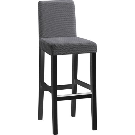 4pcs short back long checkered jacquard chair covers - dark grey, one-piece stretch chair covers, modern and durable, suitable for home hotel restaurant banquet kitchen decoration