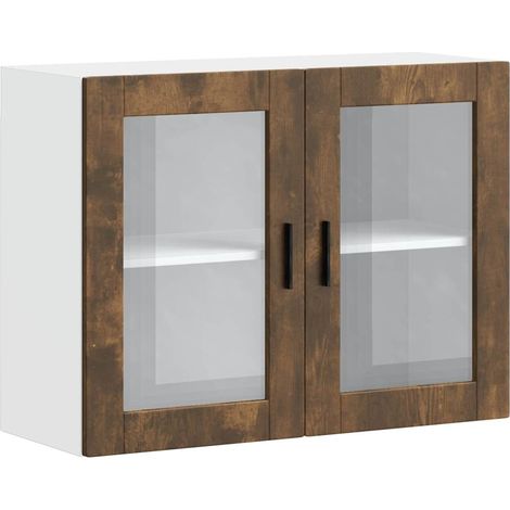 vidaXL Armoire murale de cuisine avec porte en verre Porto chêne fumé