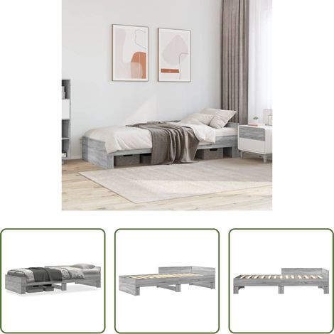 vidaXL Holzwerkstoff - Bettgestell Grau Sonoma 90x190 cm Holzwerkstoff (1/5)