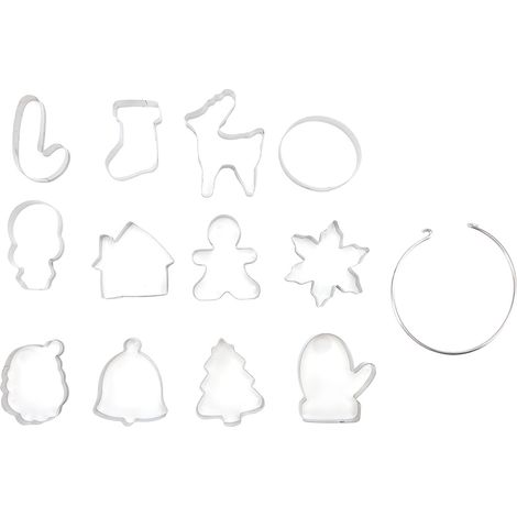 12-teiliges, weihnachtliches Ausstechformen-Set aus Edelstahl mit Antihaftbeschichtung und Aufbewahrungsringen für Kuchen (1/5)