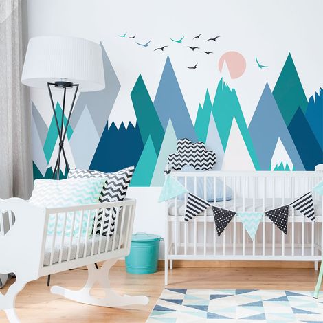 Stickers muraux enfants - Décoration chambre bébé - Autocollant Sticker mural géant enfant montagnes scandinaves LOLIKA - 40x60cm (1/5)