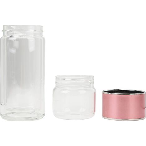 Doppelwandige Glaswasserflasche mit getrenntem Behälter für Tee und Wasser, vielseitig verwendbar, tragbare Glas-Teeflasche für Zuhause und Büro (1/5)