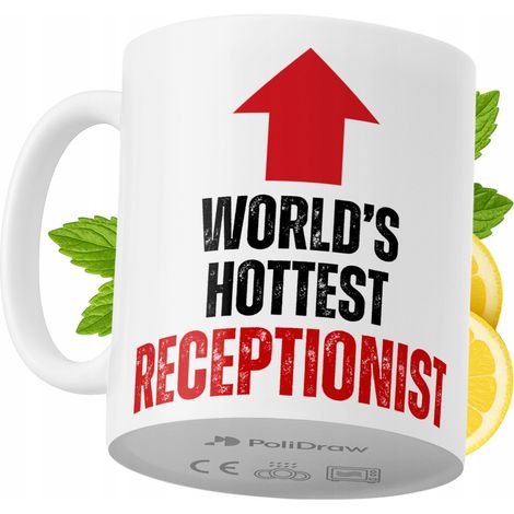 Tazza divertente e umoristica per receptionist, ideale per caffè e tè, con grafica e testo spiritosi. Perfetta per compleanni, onomastici e festività. Tazza premium per occasioni speciali, ideale per  (1/5)