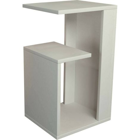 Dmora - Tavolino da salotto Karnot, Tavolo basso da caffè, Portariviste per divano, Ripiano da soggiorno, 35x30h60 cm, Bianco (1/5)