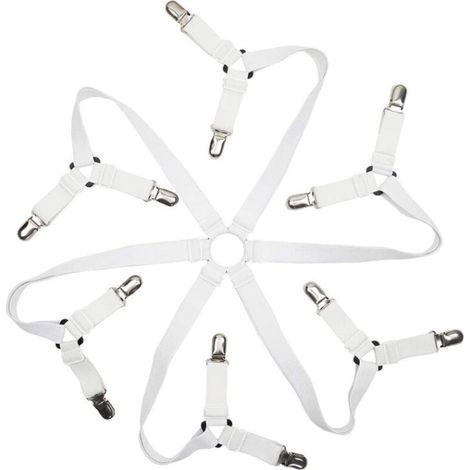 Drap Housse Drap Attaches Réglable 6 Côtés, Feuilles de Literie Bretelles, Convient pour Tous Les Matelas Ronds et Carrés- (3 Voies Blanc) (1/5)
