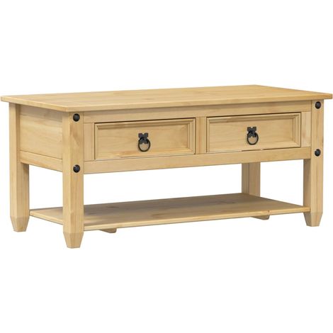 vidaXL Couchtisch mit Schubladen Corona 100x48x45 cm aus massivem Kiefernholz