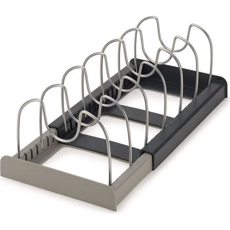 Support de Couvercle - Ustensile de cuisine - Organiseur Extensible - Plastique - Gris - 30cm (1/4)