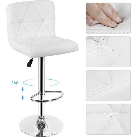 Aqrau 2 Tabouret de bar blanches à dossier en treillis (1/5)