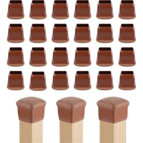 24 pcs Pieds de Chaise Silicone 25-30mm Protege Pied de Phaise,Plaquettes Pieds Meubles Chaise,Housses de Table Antidérapantes pour Meubles,Protections Bois pour Pieds de Meubles Marron Carré