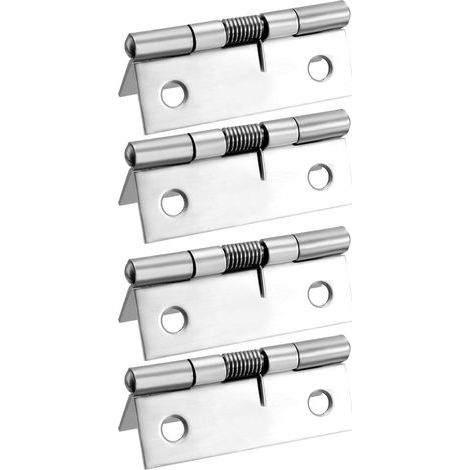 Lntyq Fermeture automatique Charnière à ressort en acier inoxydable brossé DIY matériel pour porte Cabinet Petite boîte 2" 0.77" (LW) Silver, 4pcs (1/5)
