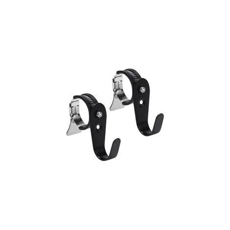 Crochets de tringle à rideaux réglables en forme de J noirs, acier laminé à froid, adaptés aux tringles à rideaux d'un diamètre intérieur de 21 à 38 mm, grands crochets en forme de U (paquet de 2). (1/5)