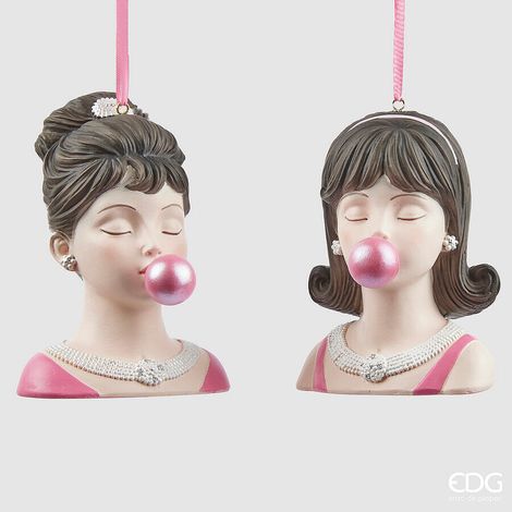 EDG Enzo De Gasperi Addobbo di Natale Lady Chewing Gum 2 Ass. H 12 Cm Two Tone Pink 1 Pz