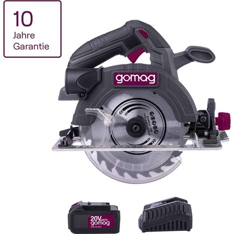 Gomag Akku Handkreissäge GO-HKS165BL 20V Kreissäge 4,0 Akku/Ladegerät LED (1/5)