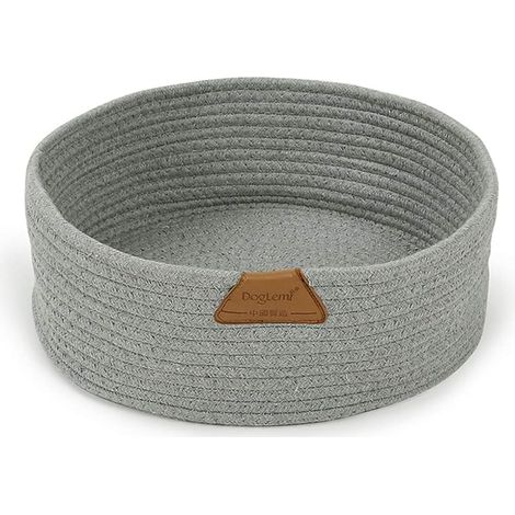Panier Niche Chat Rond Panière Lit Nid Cachette Coussin a Chat Design Gris Interieur Doux Douillet Coton Tissu Souple Confortable Chaud Lavable Griffoir pour Animaux Chaton Chiot Petit Chat Chien 40cm