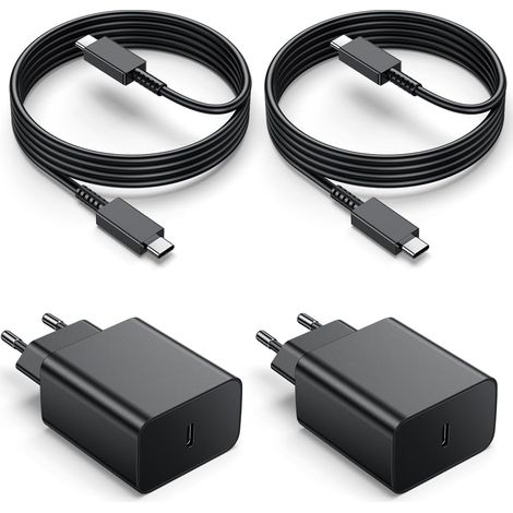 45W Chargeur USB C 2Pack, Chargeur Rapide avec 2M Câbles Compatible avec Samsung Galaxy S25/S24/S23/S22/S21 Ultra/Plus/S20/S25+/Note 20/10/9/8/A73/A53, UBSC Secteur Mural Alimentation Prise (1/5)