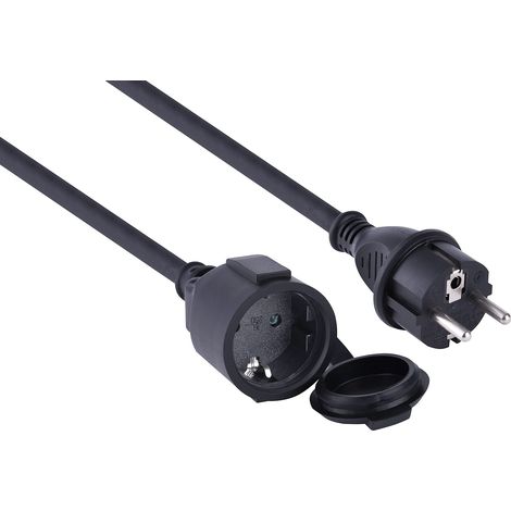 Electraline 01658 Prolunga 5 M da Cantiere in Gomma Neoprene per Esterni IP44, Cavo 5M H07RN-F 3G2.5, Presa con Coperchio Schuko, Nero (1/3)