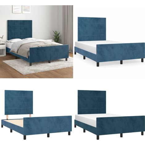 Bettgestell ohne Matratze Dunkelblau 120x190 cm Samt - Samtbettwäsche - Bettessel - Doppelbett - Boxspringbett - Lattenrost - Home & Living