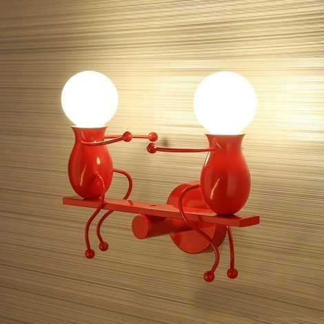 Applique Murale Moderne Lampe Murale Créatif Simplicité Design Douille E27 pour Chambre d'enfant Couloir Décoratives Eclairage, Rouge (1/3)