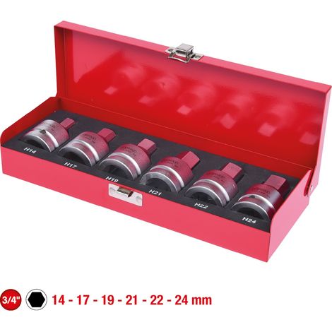 KS Tools 3/4 Kraft-Bit-Stecknuss-Satz, 6-tlg., 14-24 mm