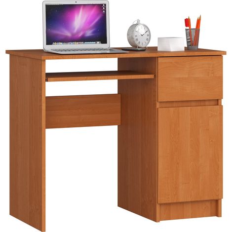 Escritorio de ordenador AKORD PIKSEL Aliso 90 cm con lado derecho 1 puerta 1 cajón frente en color Aliso 3 estantes 90x50x77 cm (1/5)