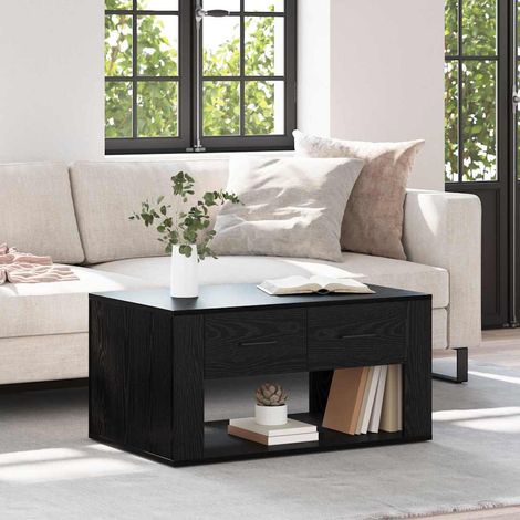 vidaXL Tavolino da salotto con cassetto Rovere Nero 80 x 50 x 40
