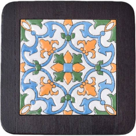 Set de table carré résistant à la chaleur, motif floral - Style rétro - Set de table - Dessous de plat anti-brûlure - 14 x 14 x 1,5 cm - Marron - 1 pièce (1/5)