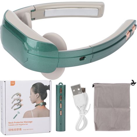 Coussin Massage Cervical 5 Modes 15 Niveaux Chauffant Purification Air Intelligent Appareil Massage Nuque Vert (1/5)