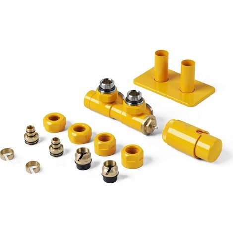 Terma Vario Twins Integrated Radiator Valves Pipe Masking Set 50mm Right Mustard