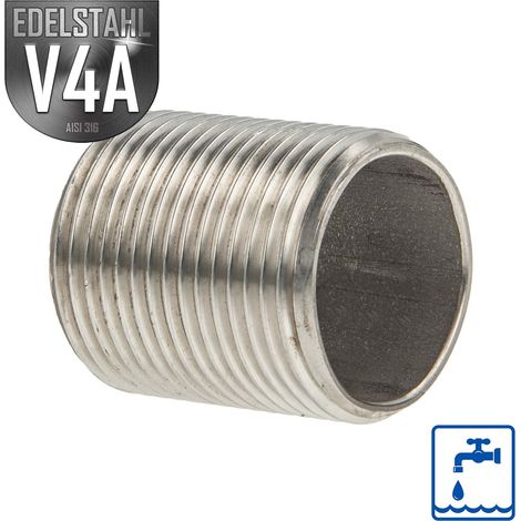 ES Gewindenippel Edelstahl V4A (AISI 316), AG/AG, Typ 22,  4 Zoll