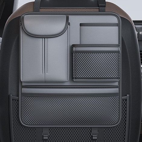 Organizador para maletero de coche - Organizador para coche - Organizador para asiento de coche - Organizador para respaldo de asiento de coche en piel con 5 bolsillos, almacenamiento para accesorios (1/2)