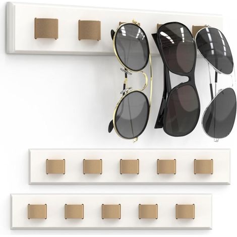 Lot de 3 Organisateur de lunettes de soleil mural, support en bois pour lunettes Support de lunettes de soleil, porte-lunettes pour accrocher vos multiples lunettes, pour mur, décoration intérieure (1/5)