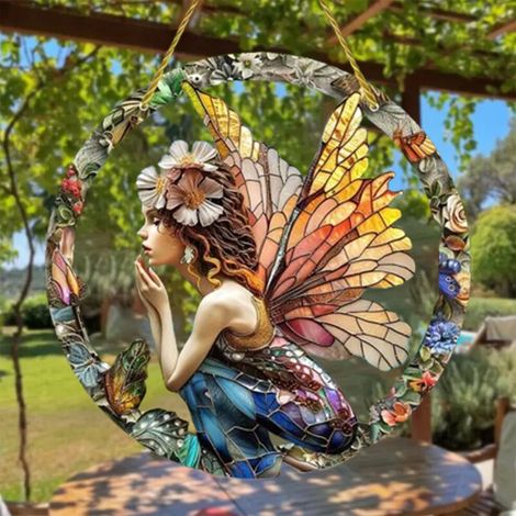 Adornos decorativos para ventanas de WinysinFairy, adornos de hadas para ventanas, decoración de habitaciones, adornos colgantes con escenas.