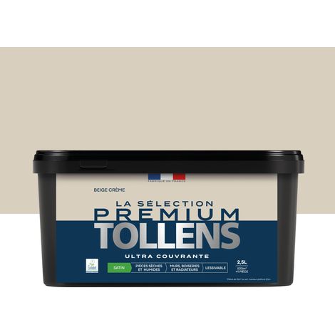 Tollens - Peinture intérieure couleurs - La Sélection Premium Satin - Ultra Couvrante - Beige Crème 2,5 L - 30m²