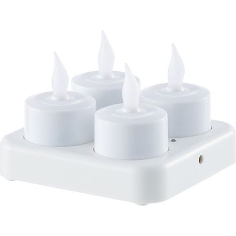 Bougies chauffe-plat rechargeables sans flamme à effet vacillant, colorées, avec télécommande et base de chargement pour les fêtes (1/5)