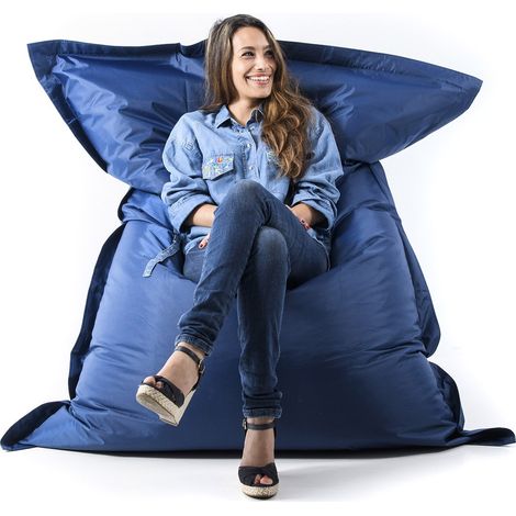 Pouf Géant Bleu Marine BiG52 Classic 170x130 cm - Déhoussable, Intérieur/Extérieur, Rempli de Billes de Polystyrène