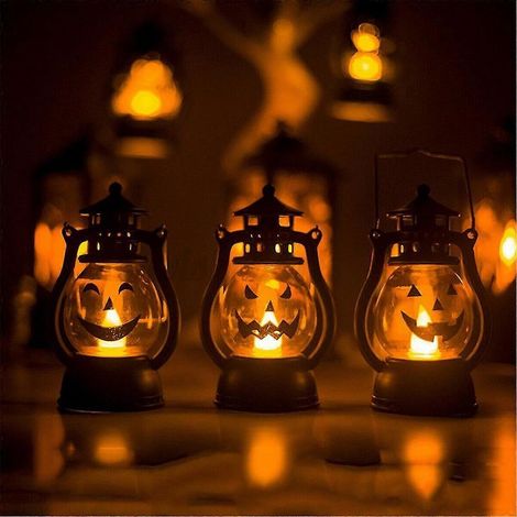 Décoration d'Halloween : Lanterne LED suspendue en forme de citrouille, lampe pour bar ou fête (lot de 3) (1/5)